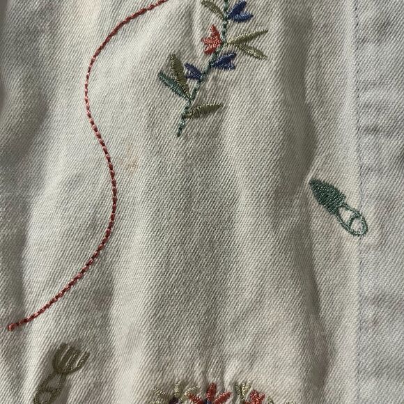Teddi Denim Shirt Women Size PS Embroidered Short Sleeve Button Cottage Core Vtg - Picture 7 of 7